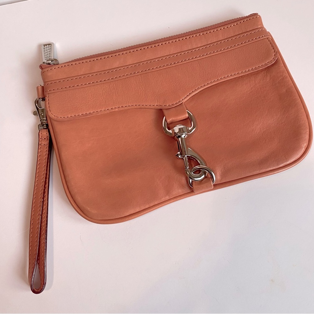 Rebecca Minkoff pink peach leather mac clutch